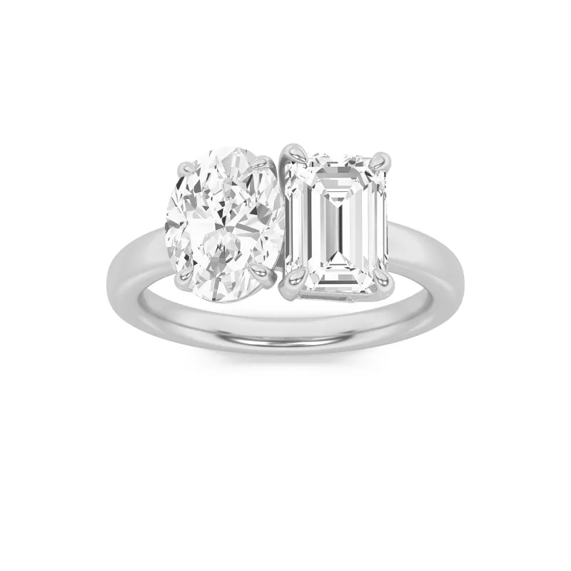 3Cttw Emerald Shaped Lab Grown Diamond (F/VS) Toi et Moi Engagement Ring in 14K Gold made by Zulily