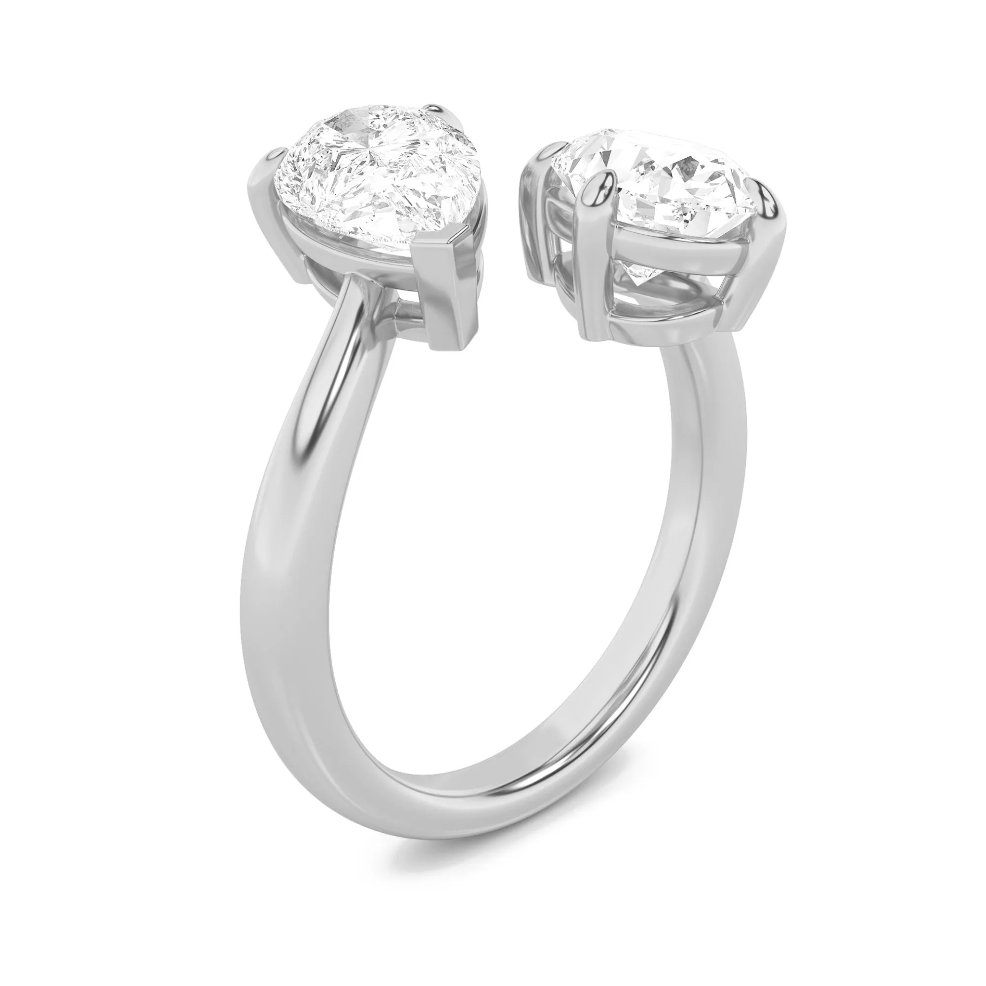 3Cttw Oval Shaped Lab Grown Diamond (F/VS) Toi et Moi Fashiion Ring in 14K Gold sold by Zulily product image thumbnail 3