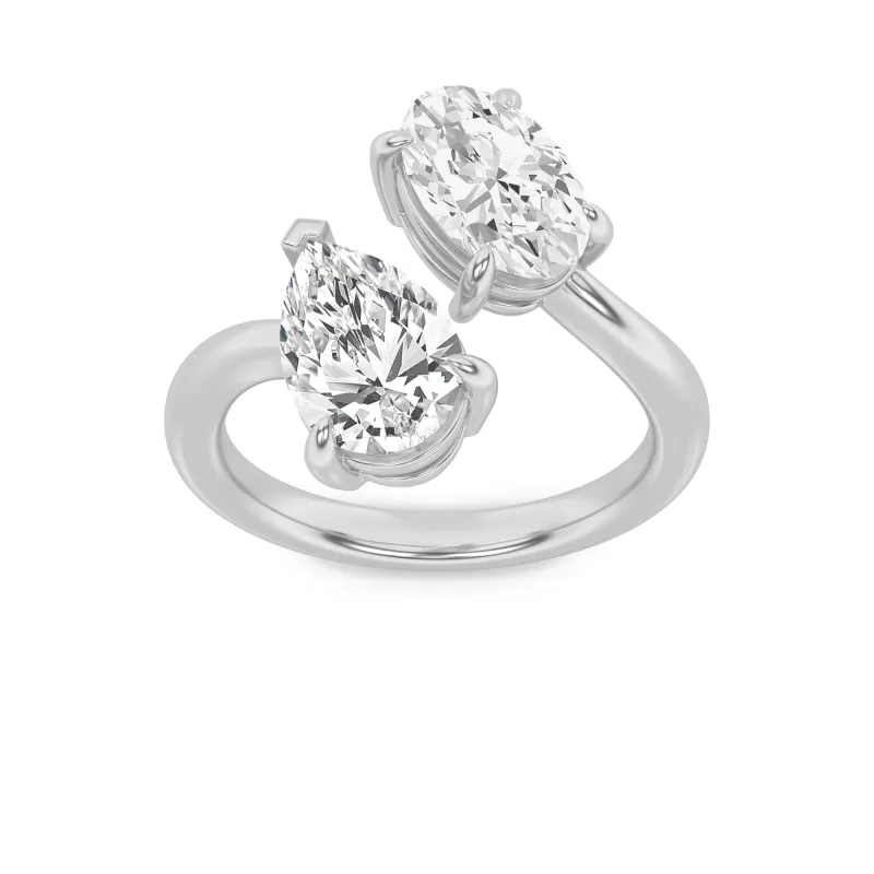 3Cttw Oval Shaped Lab Grown Diamond (F/VS) Toi et Moi Fashiion Ring in 14K Gold made by Zulily