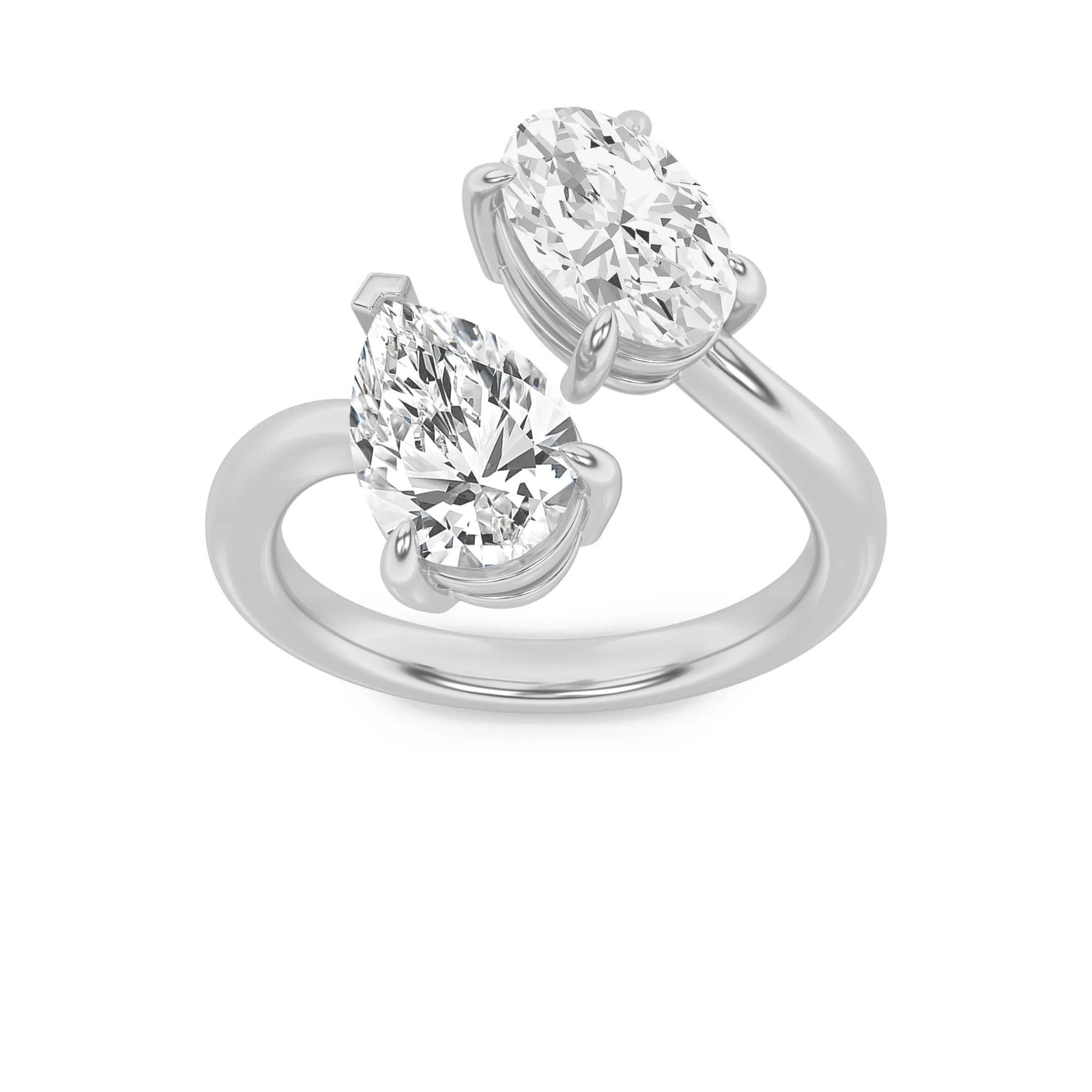 3Cttw Oval Shaped Lab Grown Diamond (F/VS) Toi et Moi Fashiion Ring in 14K Gold sold by Zulily
