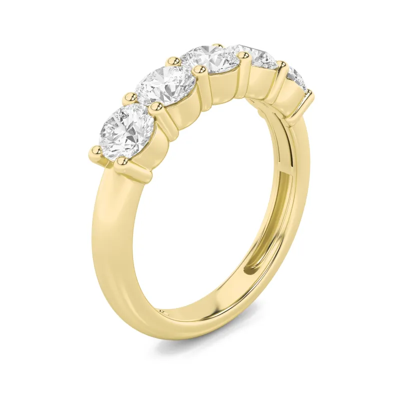 1.5Cttw Round Shaped Lab Grown Diamond (F/VS) Five Stone Band Ring in 14K Gold made by Zulily