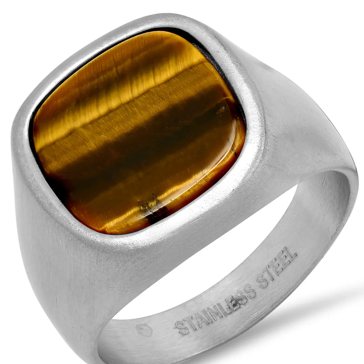 Stainless Steel Ring with Tiger Eye Center Stone sold by Zulily product image thumbnail 3