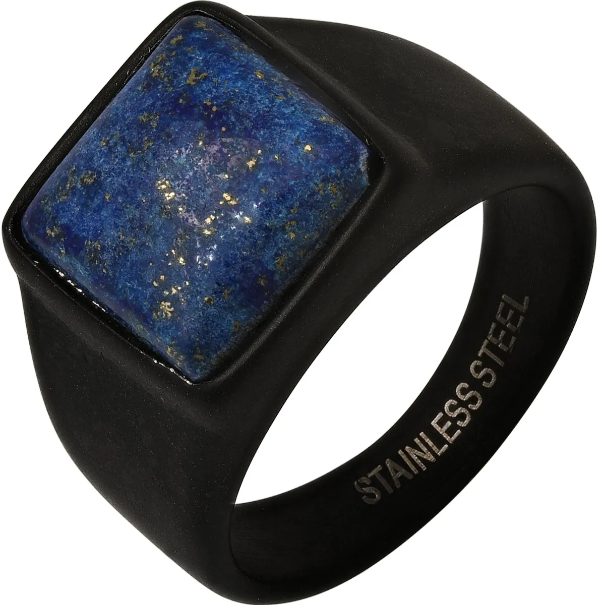 Black Stainless Steel Square Lapis Ring sold by Zulily product image thumbnail 2