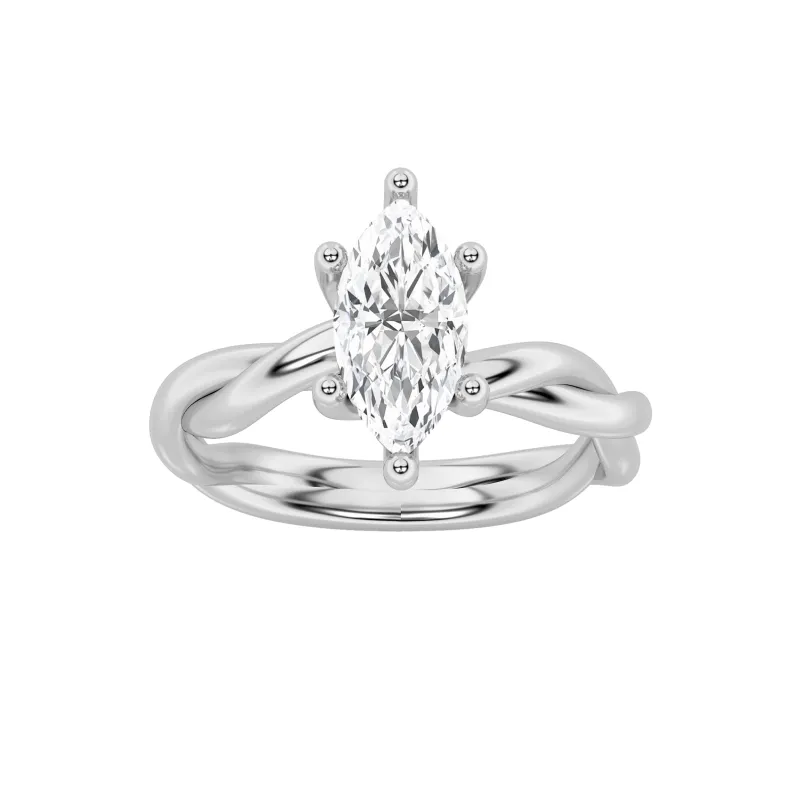 1Cttw Marquise Shaped Lab Grown Diamond (F/VS) Twisted Shank Solitaire Engagement Ring in 14K Gold made by Zulily