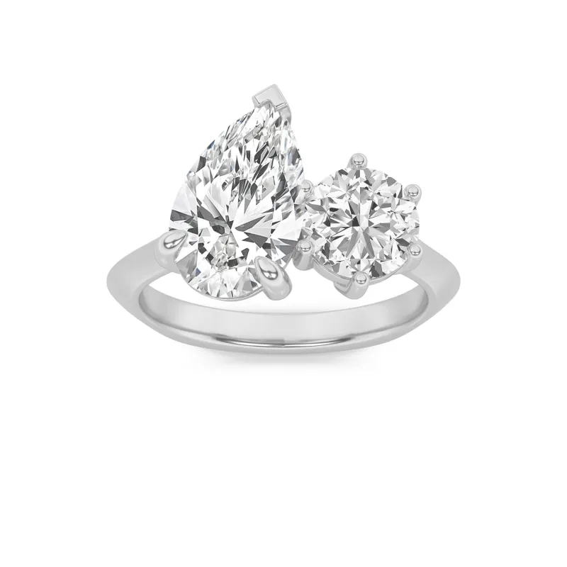 3Cttw Pear Shaped Lab Grown Diamond (F/VS) Toi et Moi Engagement Ring in 14K Gold made by Zulily