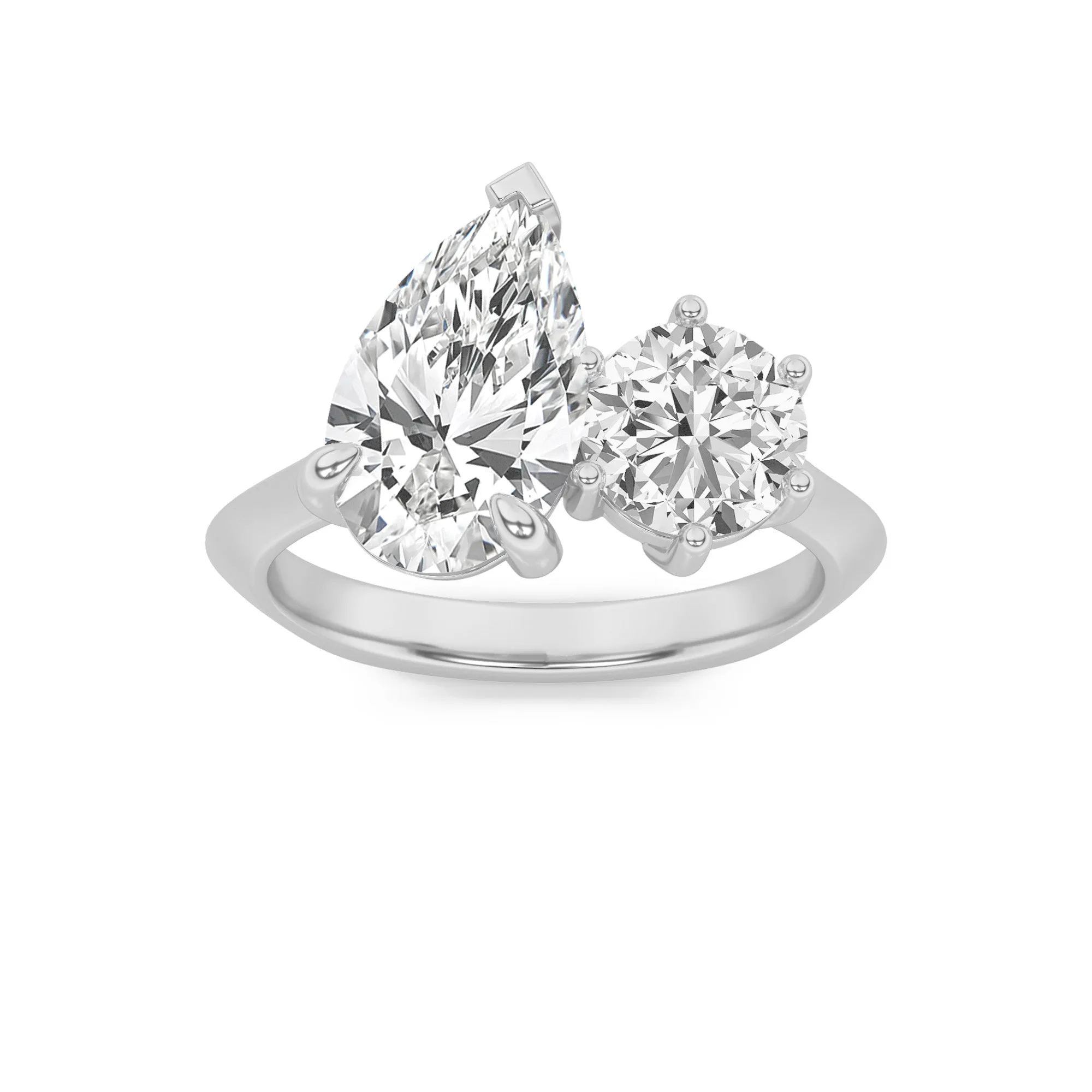 3Cttw Pear Shaped Lab Grown Diamond (F/VS) Toi et Moi Engagement Ring in 14K Gold sold by Zulily