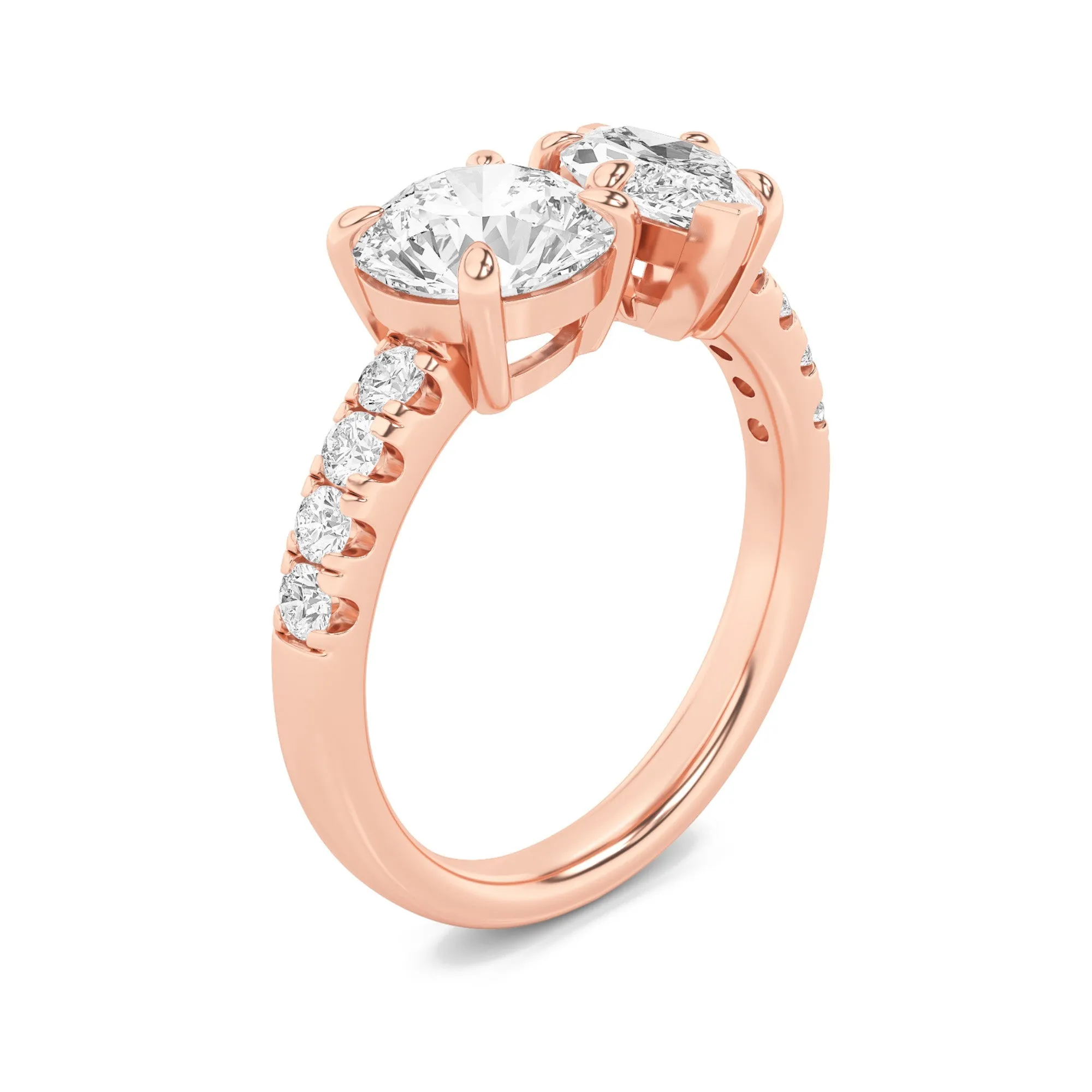 3Cttw Round Shaped Lab Grown Diamond (F/VS) Toi et Moi Engagement Ring in 14K Gold sold by Zulily product image thumbnail 3
