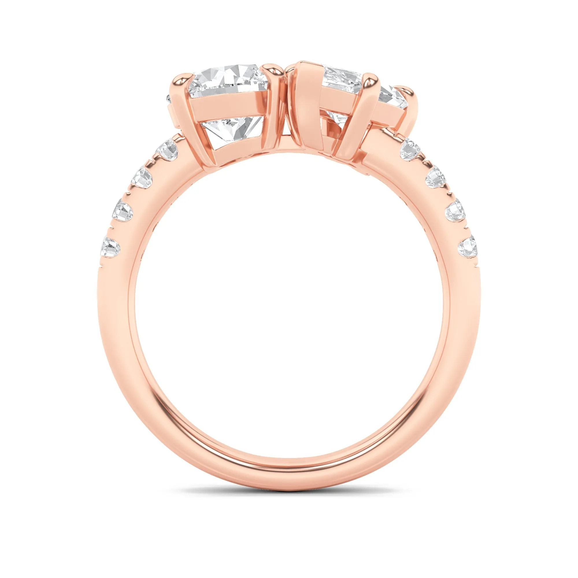 3Cttw Round Shaped Lab Grown Diamond (F/VS) Toi et Moi Engagement Ring in 14K Gold sold by Zulily product image thumbnail 4
