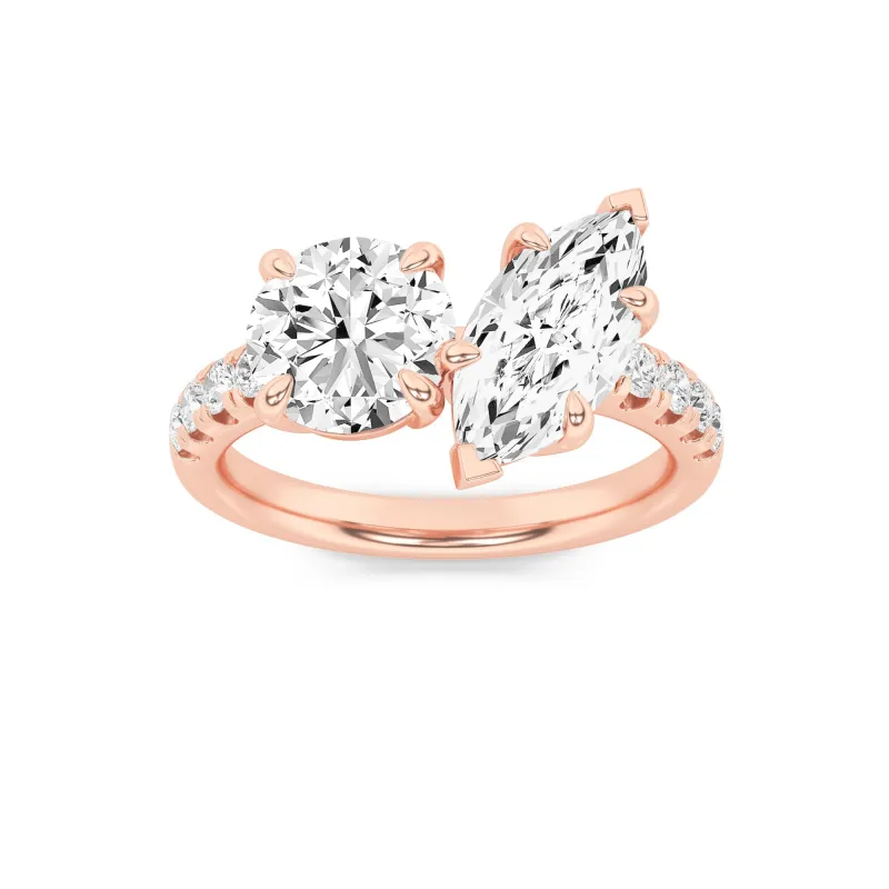 3Cttw Round Shaped Lab Grown Diamond (F/VS) Toi et Moi Engagement Ring in 14K Gold made by Zulily
