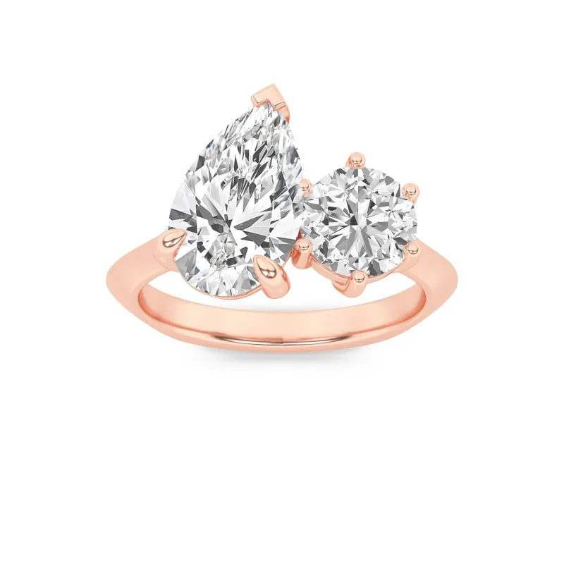 3Cttw Pear Shaped Lab Grown Diamond (F/VS) Toi et Moi Engagement Ring in 14K Gold made by Zulily
