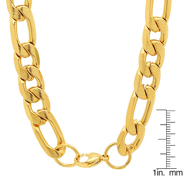 18K Gold Plated Stainless Steel Accented 10mm Figaro Chain Link Necklace made by Zulily