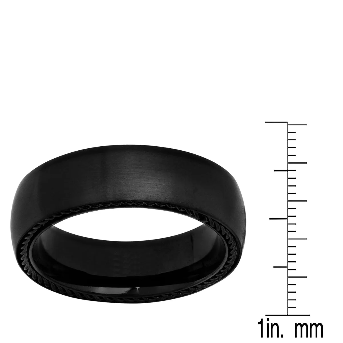 Black IP Stainless Steel Band Ring With Rope Inlay Accent sold by Zulily product image thumbnail 3