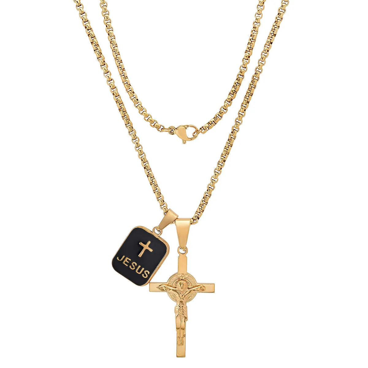 Stainless Steel And Black Enamel Dog Tag & Crucifix Pendants sold by Zulily product image thumbnail 5