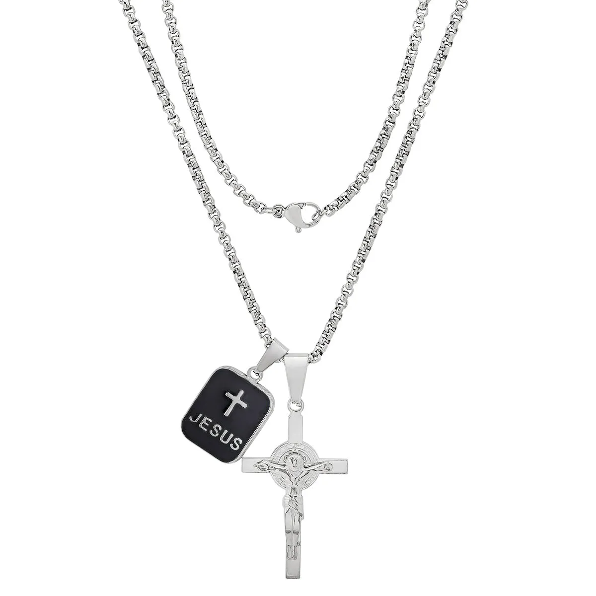 Stainless Steel And Black Enamel Dog Tag & Crucifix Pendants sold by Zulily product image thumbnail 2
