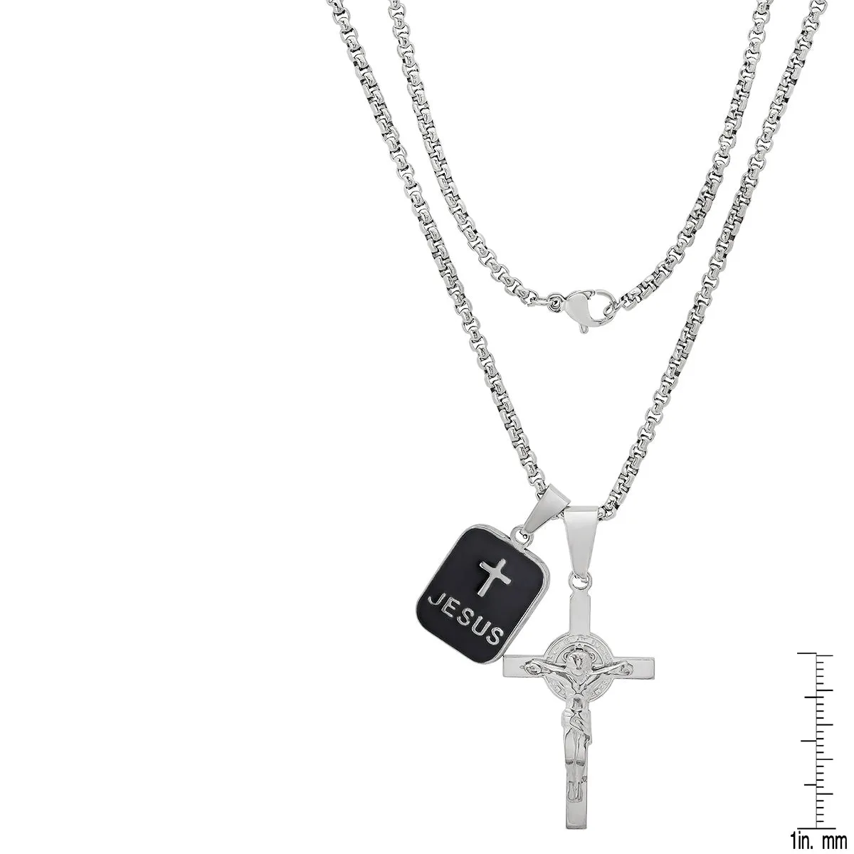 Stainless Steel And Black Enamel Dog Tag & Crucifix Pendants sold by Zulily product image thumbnail 3