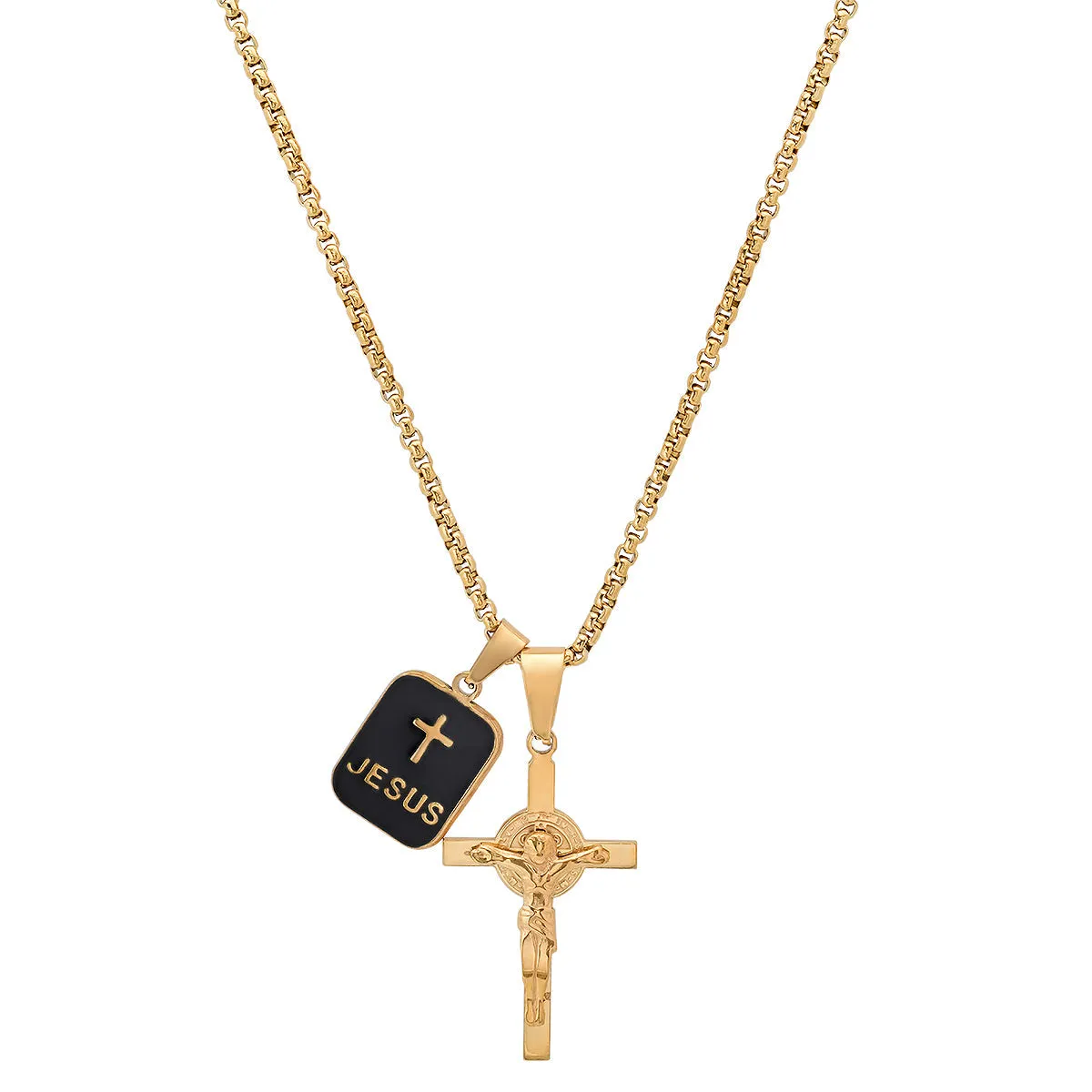 Stainless Steel And Black Enamel Dog Tag & Crucifix Pendants sold by Zulily product image thumbnail 4