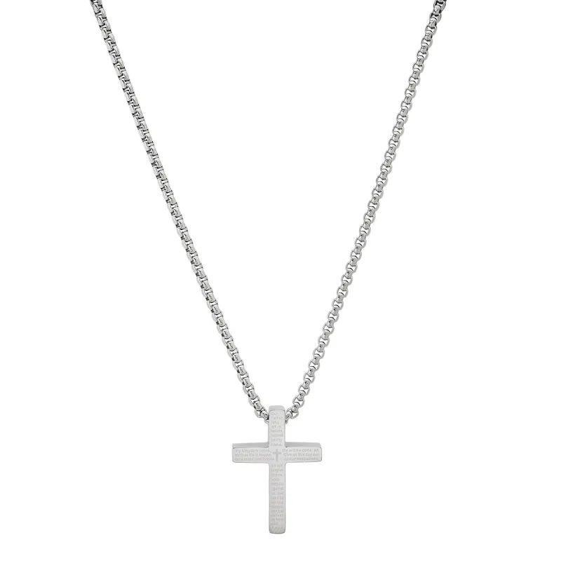 Stainless Steel Lord'S Prayer Small Square Cross Pendant made by Zulily