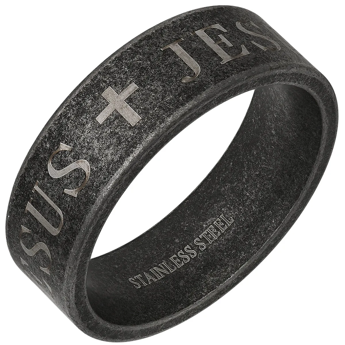 Oxidized Stainless Steel "Jesus" Band Ring sold by Zulily product image thumbnail 2