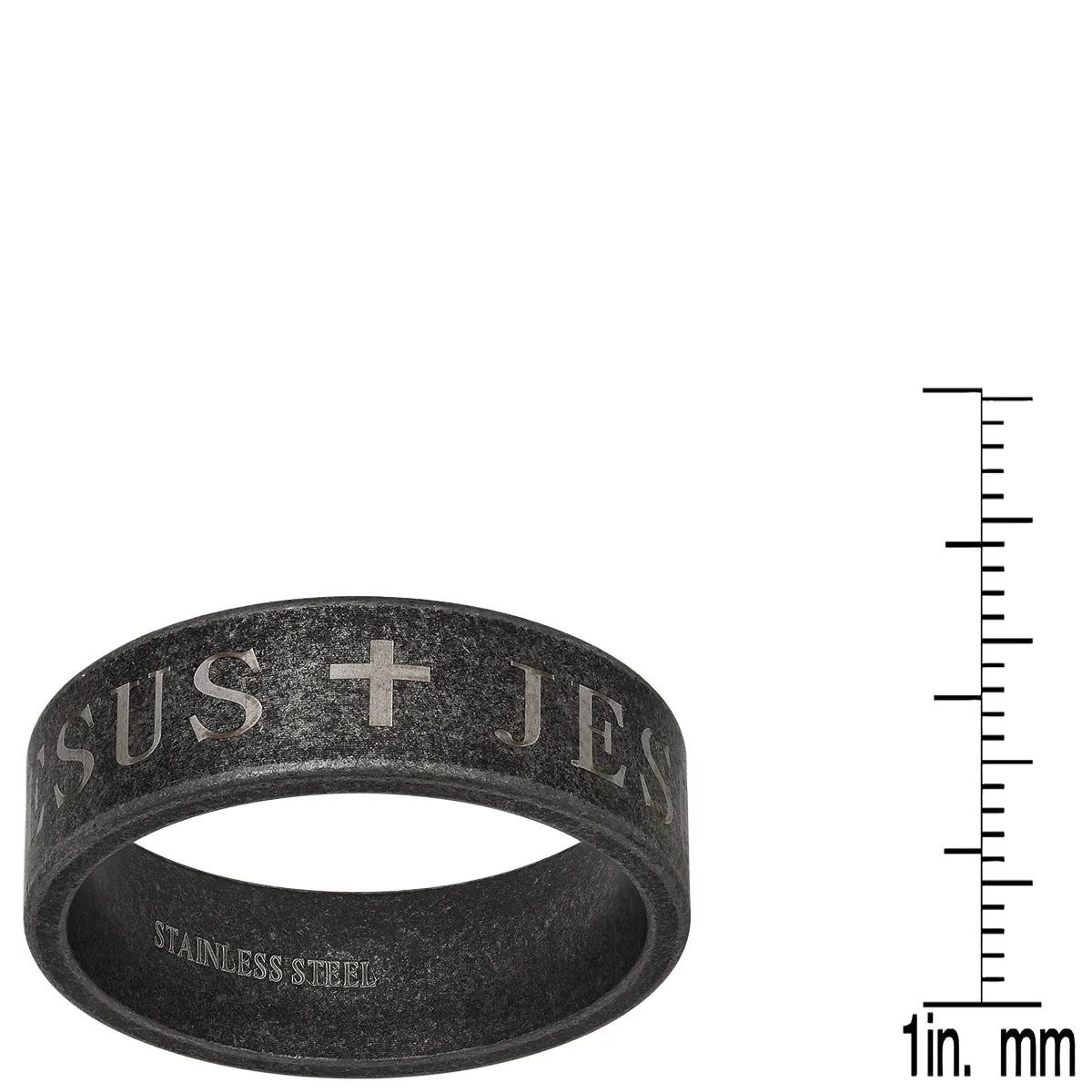 Oxidized Stainless Steel "Jesus" Band Ring sold by Zulily product image thumbnail 3