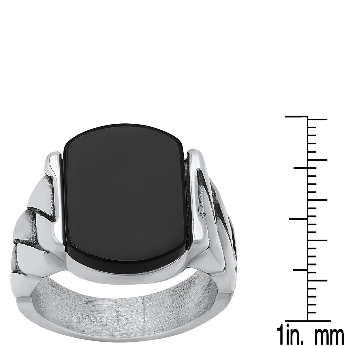 Stainless Steel and Simulated Onyx Chain Link Ring sold by Zulily product image thumbnail 4