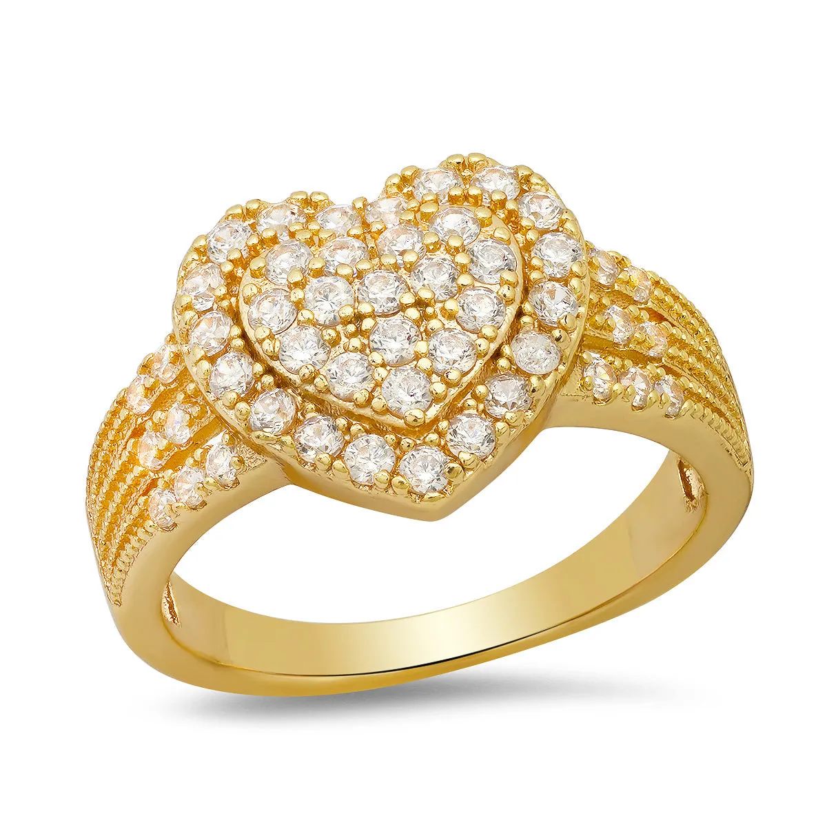 18K White Gold Plated Brass And Simulated Diamonds Heart Shape Ring sold by Zulily product image thumbnail 4