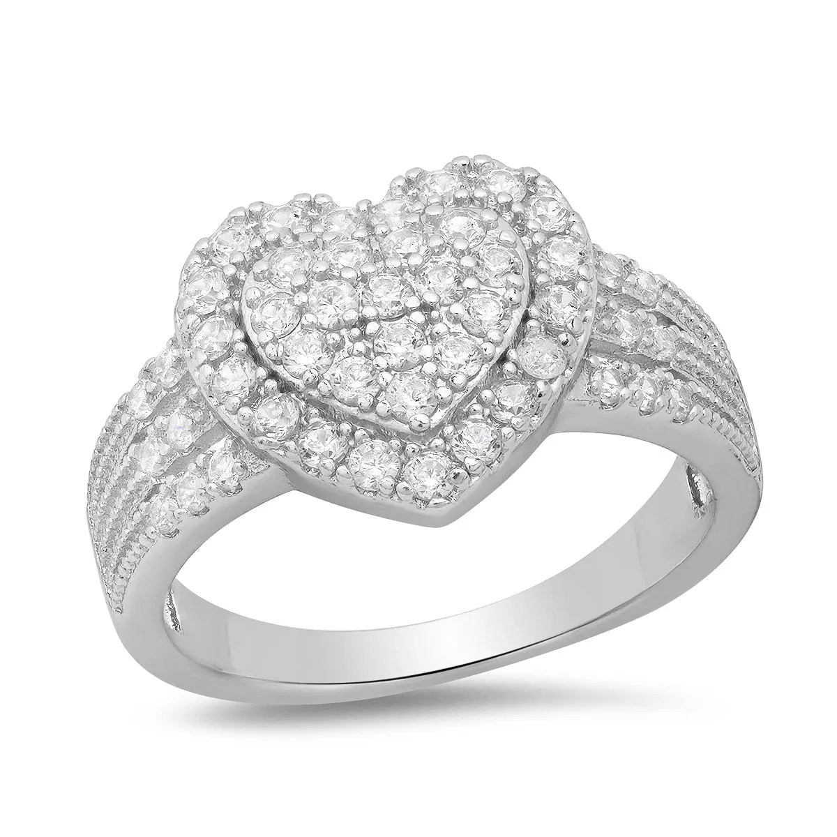 18K White Gold Plated Brass And Simulated Diamonds Heart Shape Ring sold by Zulily product image thumbnail 5
