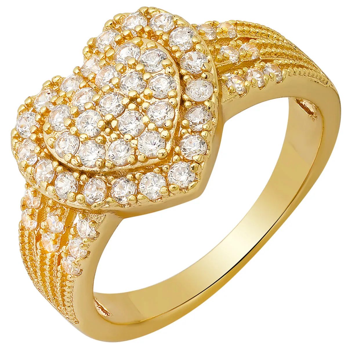 18K White Gold Plated Brass And Simulated Diamonds Heart Shape Ring sold by Zulily product image thumbnail 2
