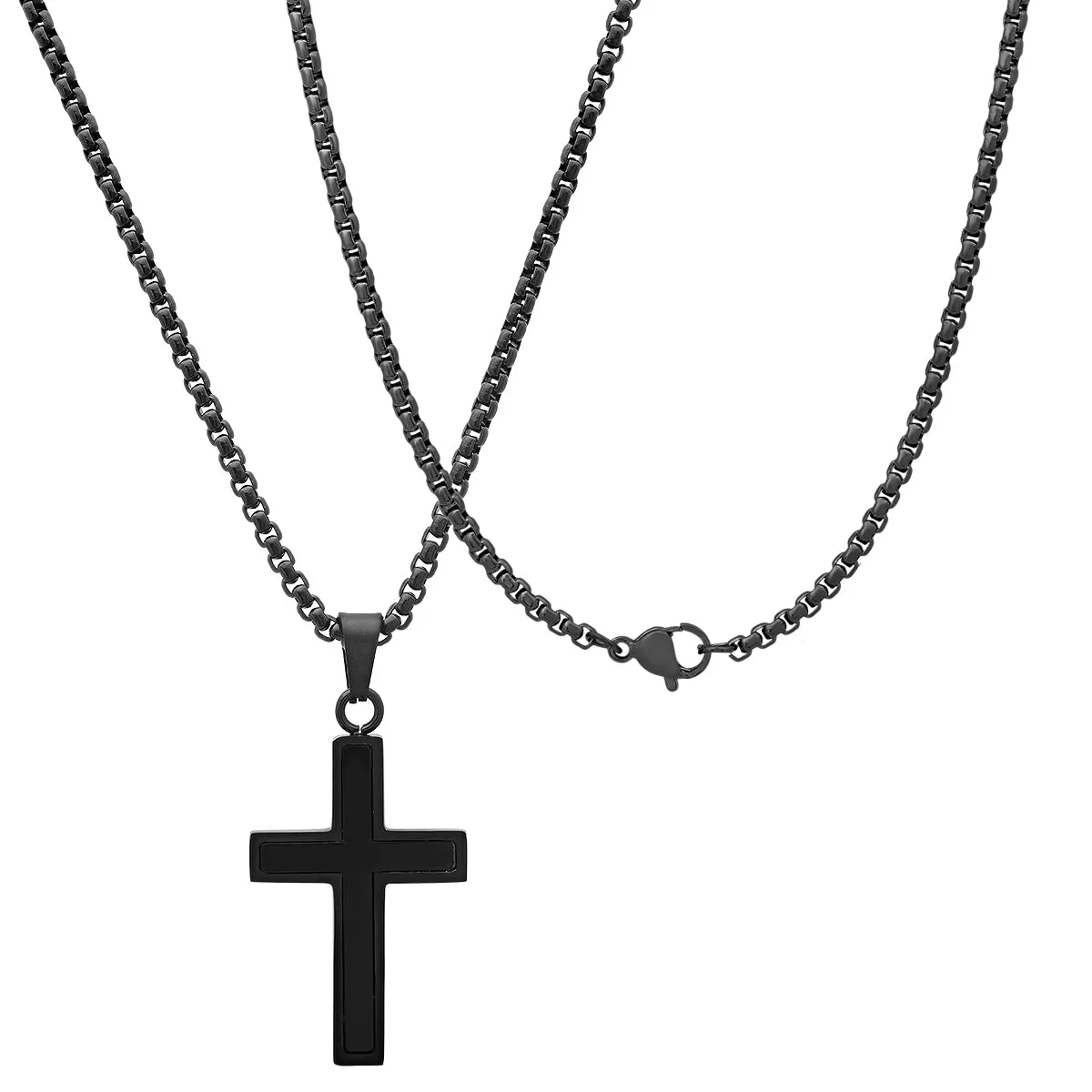 Black Ip Stainless Steel And Simulated Onyx Cross Pendant sold by Zulily product image thumbnail 3