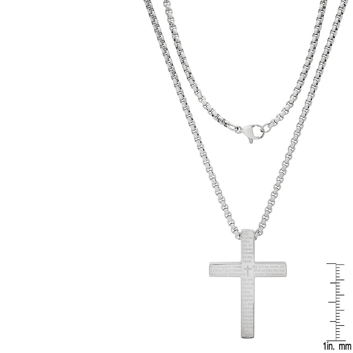 Stainless Steel Lord'S Prayer Square Cross Pendant sold by Zulily product image thumbnail 3