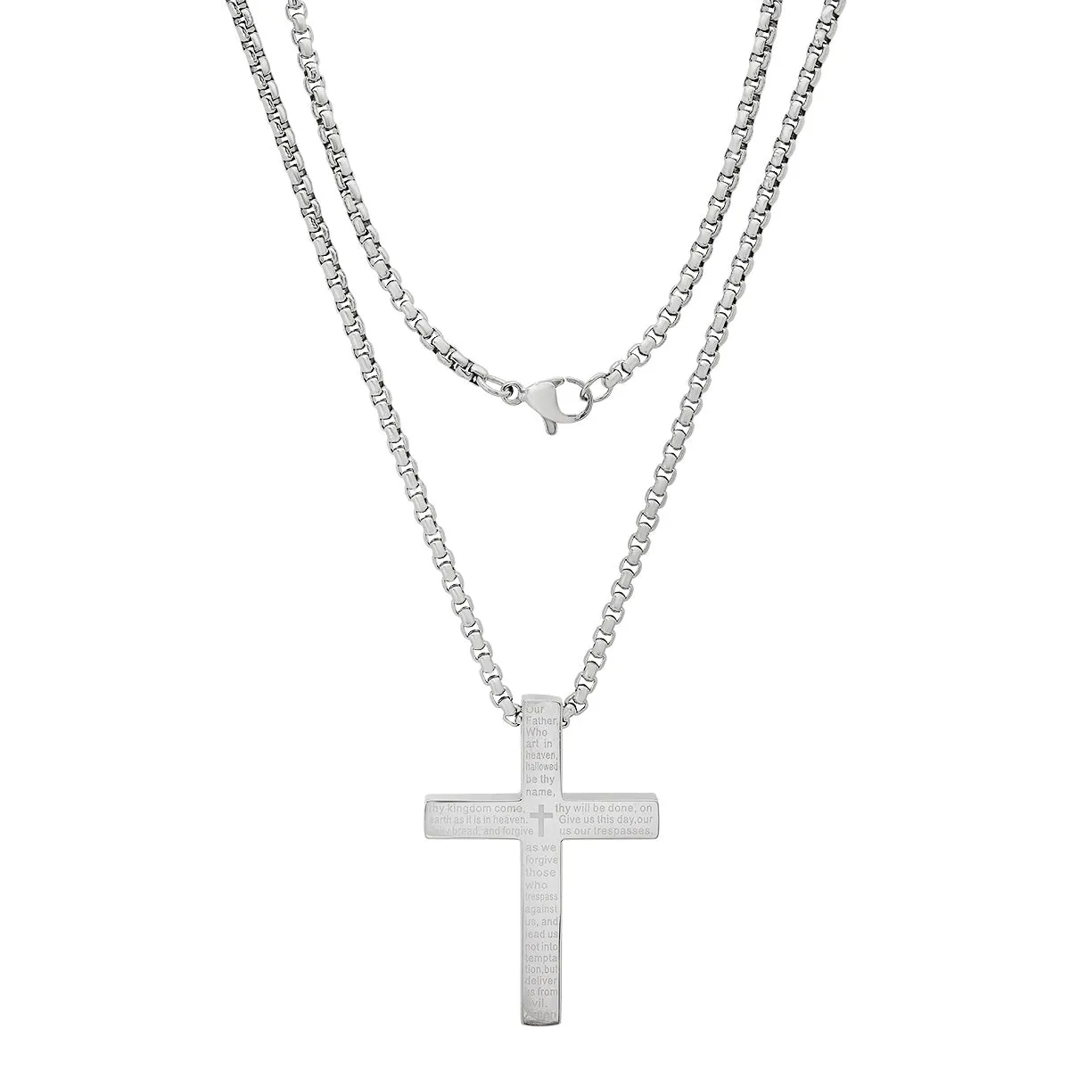 Stainless Steel Lord'S Prayer Square Cross Pendant sold by Zulily product image thumbnail 2
