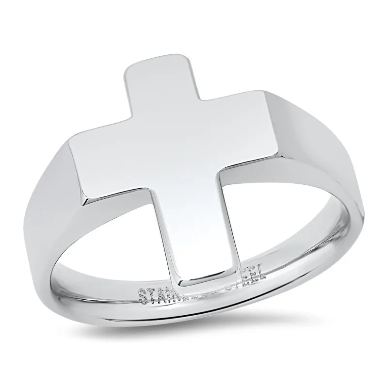 Stainless Steel Cross Ring made by Zulily