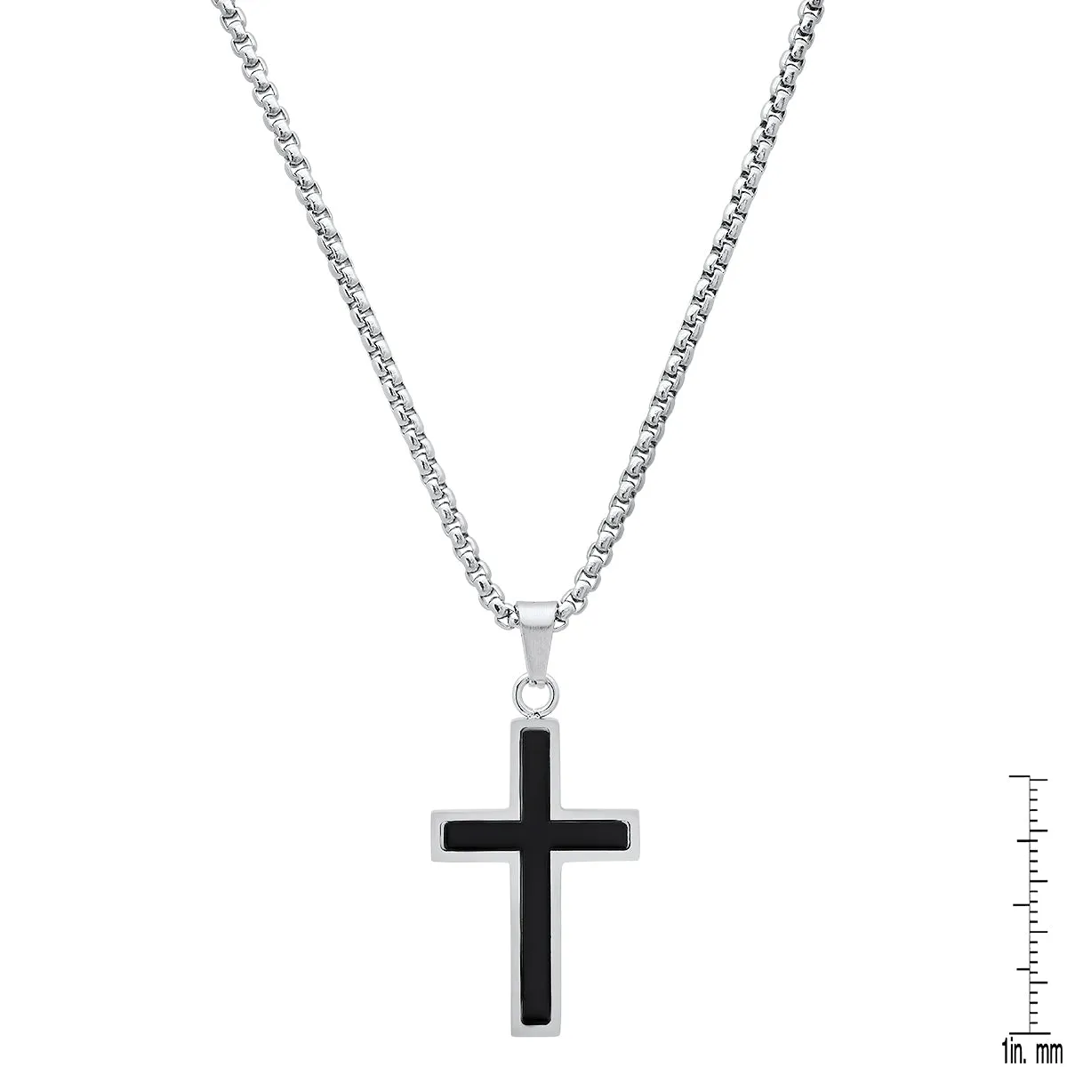 Stainless Steel And Simulated Onyx Cross Pendant sold by Zulily product image thumbnail 3