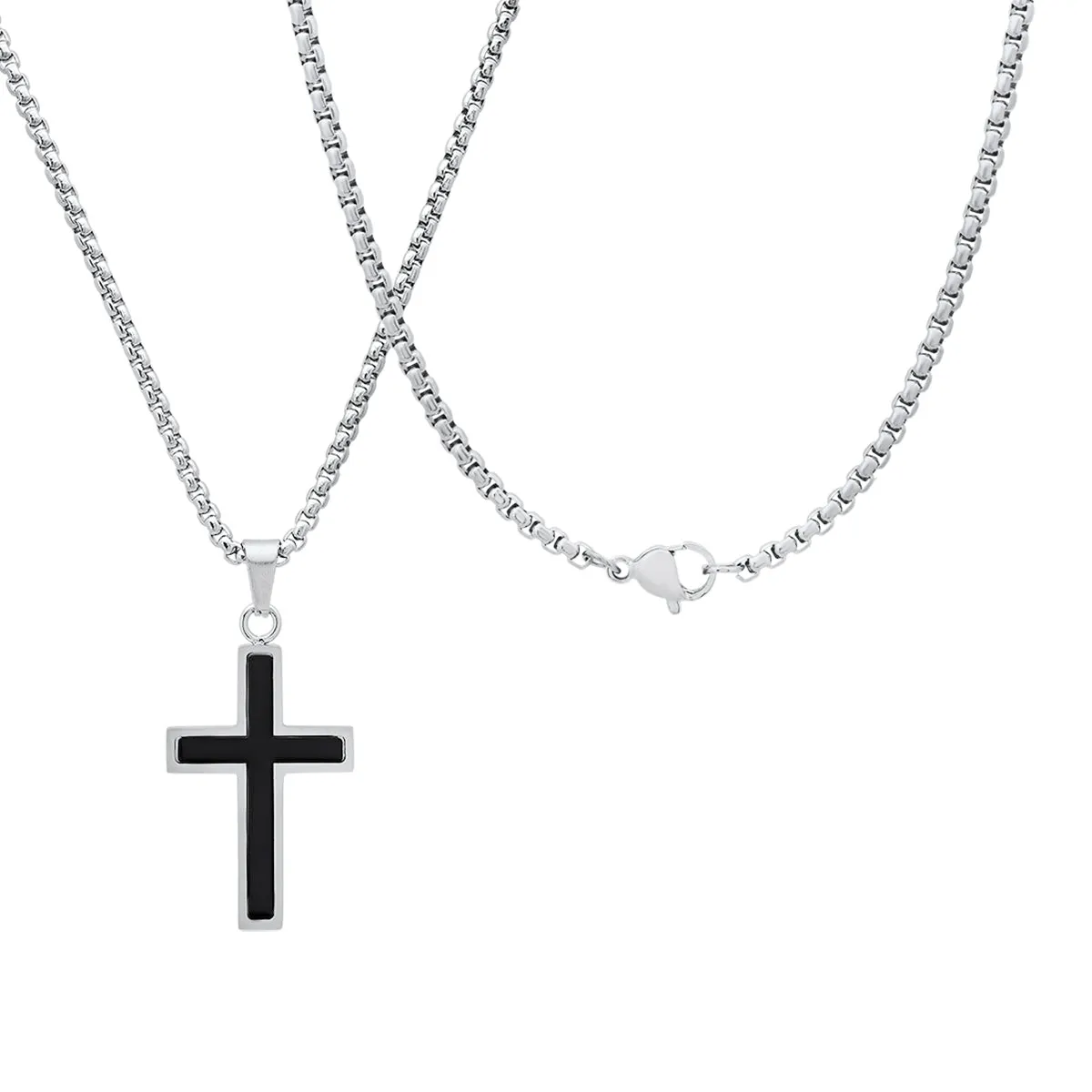 Stainless Steel And Simulated Onyx Cross Pendant sold by Zulily product image thumbnail 2