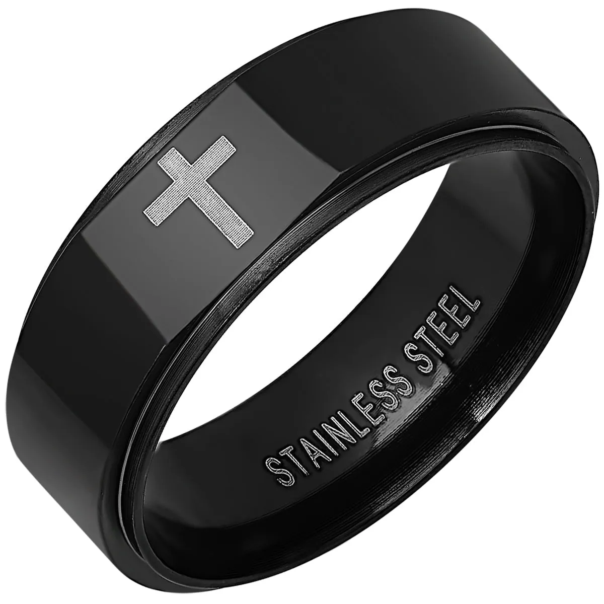 Black Ip Stainless Steel Cross Band Ring sold by Zulily product image thumbnail 2