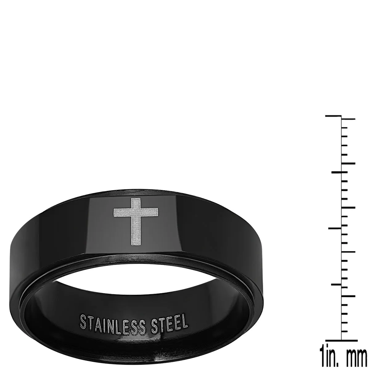 Black Ip Stainless Steel Cross Band Ring sold by Zulily product image thumbnail 3