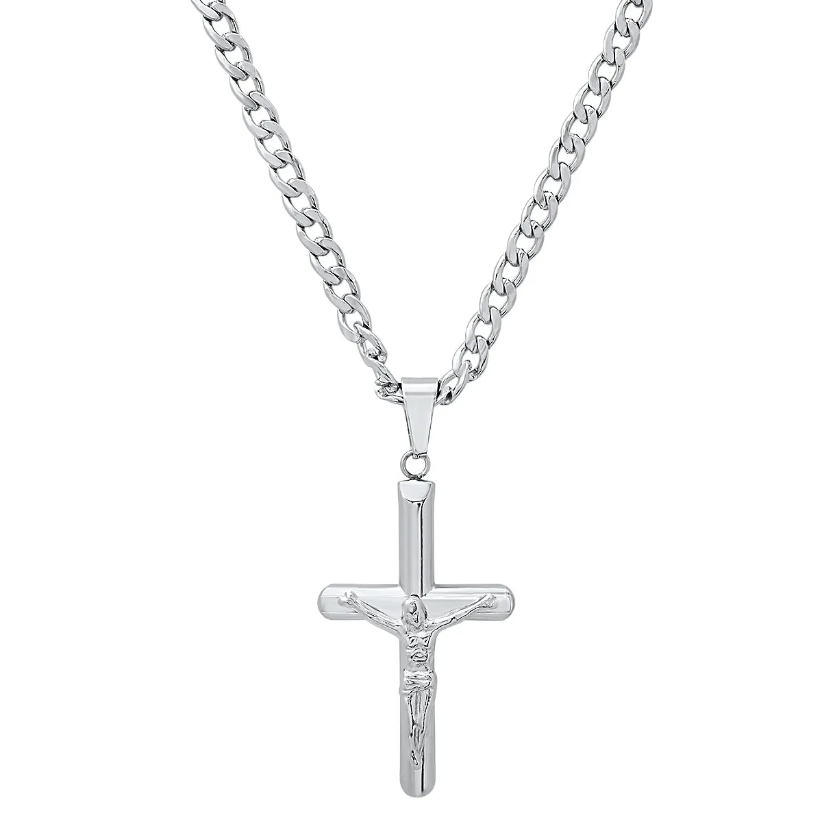 Stainless Steel Tube Crucifix Pendant sold by Zulily
