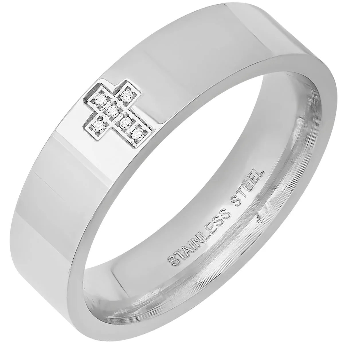 18K Gold Plated Stainless Steel And Simulated Diamonds Cross Band Ring sold by Zulily product image thumbnail 2