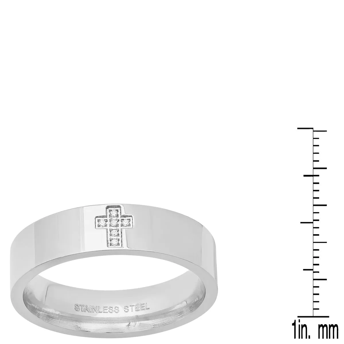 18K Gold Plated Stainless Steel And Simulated Diamonds Cross Band Ring sold by Zulily product image thumbnail 3