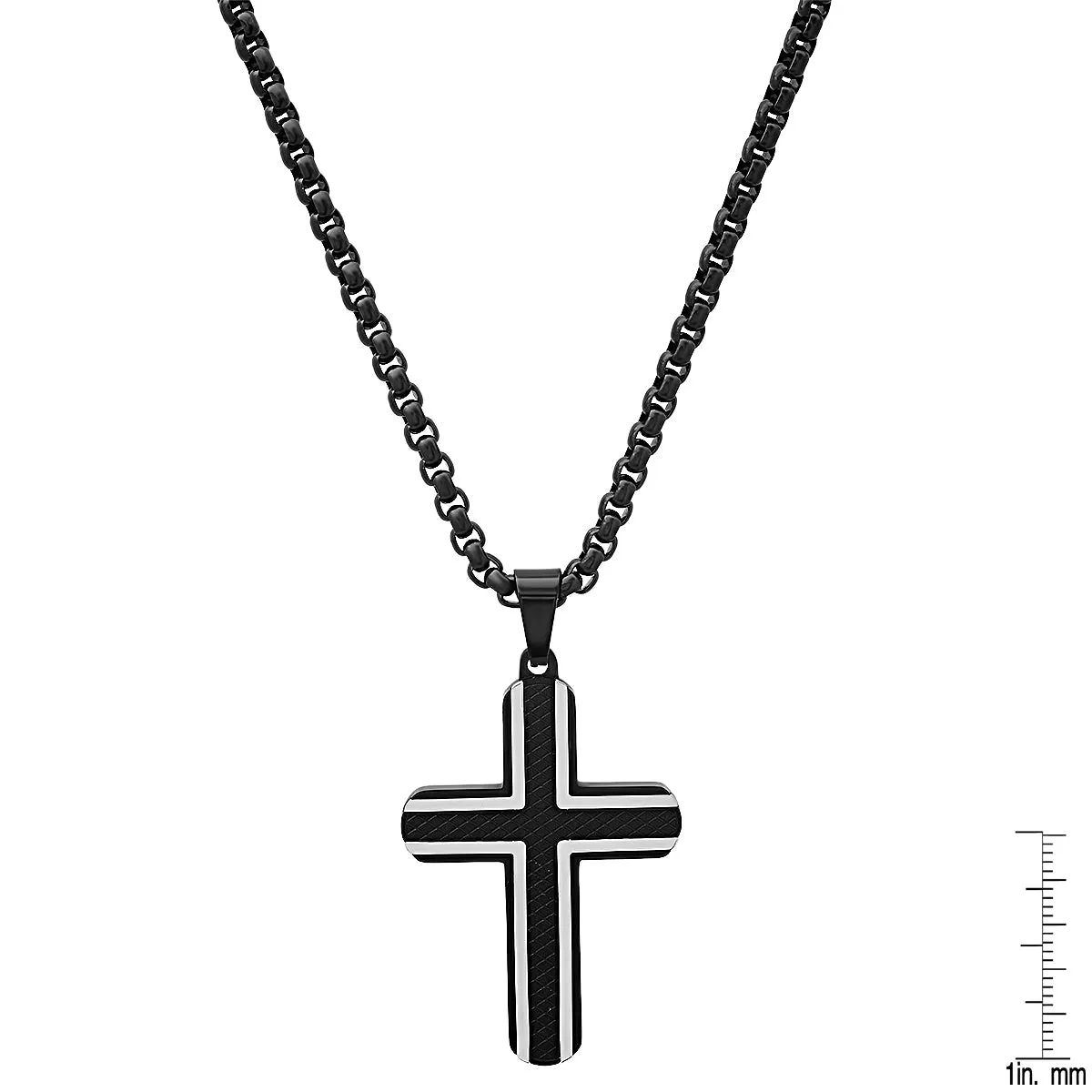 Two Tone Black Ip And Stainless Steel Cross Pendant sold by Zulily product image thumbnail 3