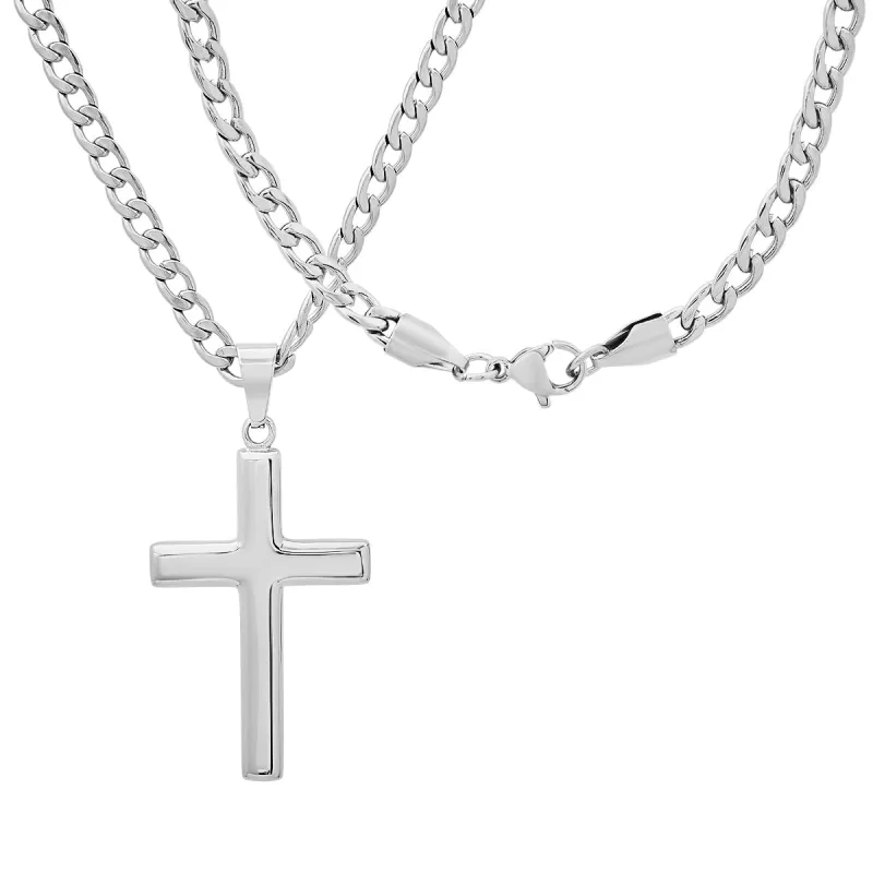 18K Gold Plated Stainless Steel Plain Flat Cross Pendant made by Zulily