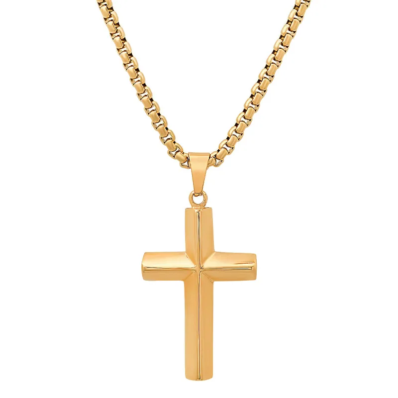 18K Gold Plated Stainless Steel Knife Edge Cross Pendant made by Zulily