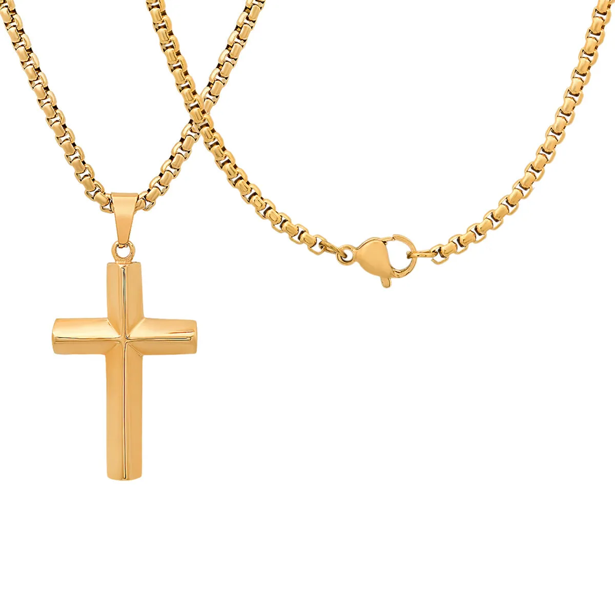 18K Gold Plated Stainless Steel Knife Edge Cross Pendant sold by Zulily product image thumbnail 2