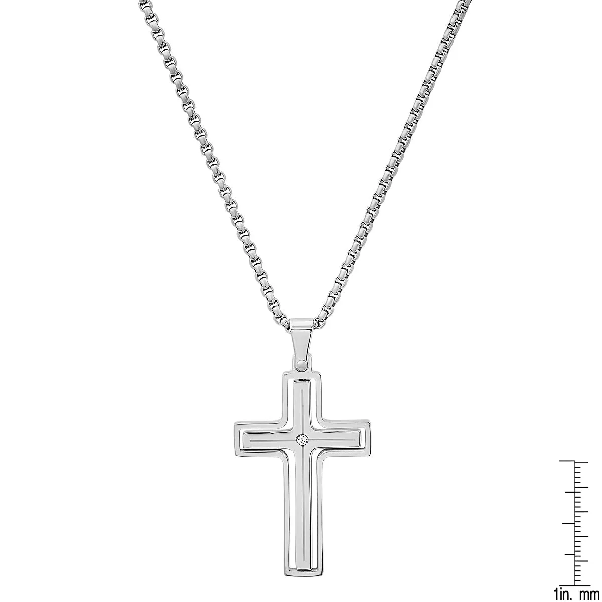 Black Ip Stainless Steel And Simulated Diamond Spinning Cross Pendant sold by Zulily