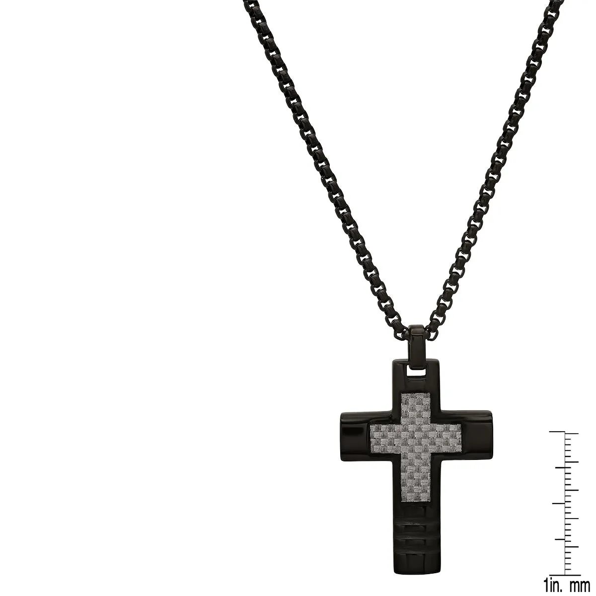 Black Ip Stainless Steel And White Carbon Fiber Cross Pendant sold by Zulily product image thumbnail 3