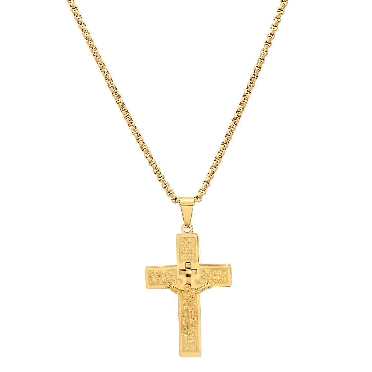 Stainless Steel "Our Father Prayer" Crucifix Pendant sold by Zulily product image thumbnail 4