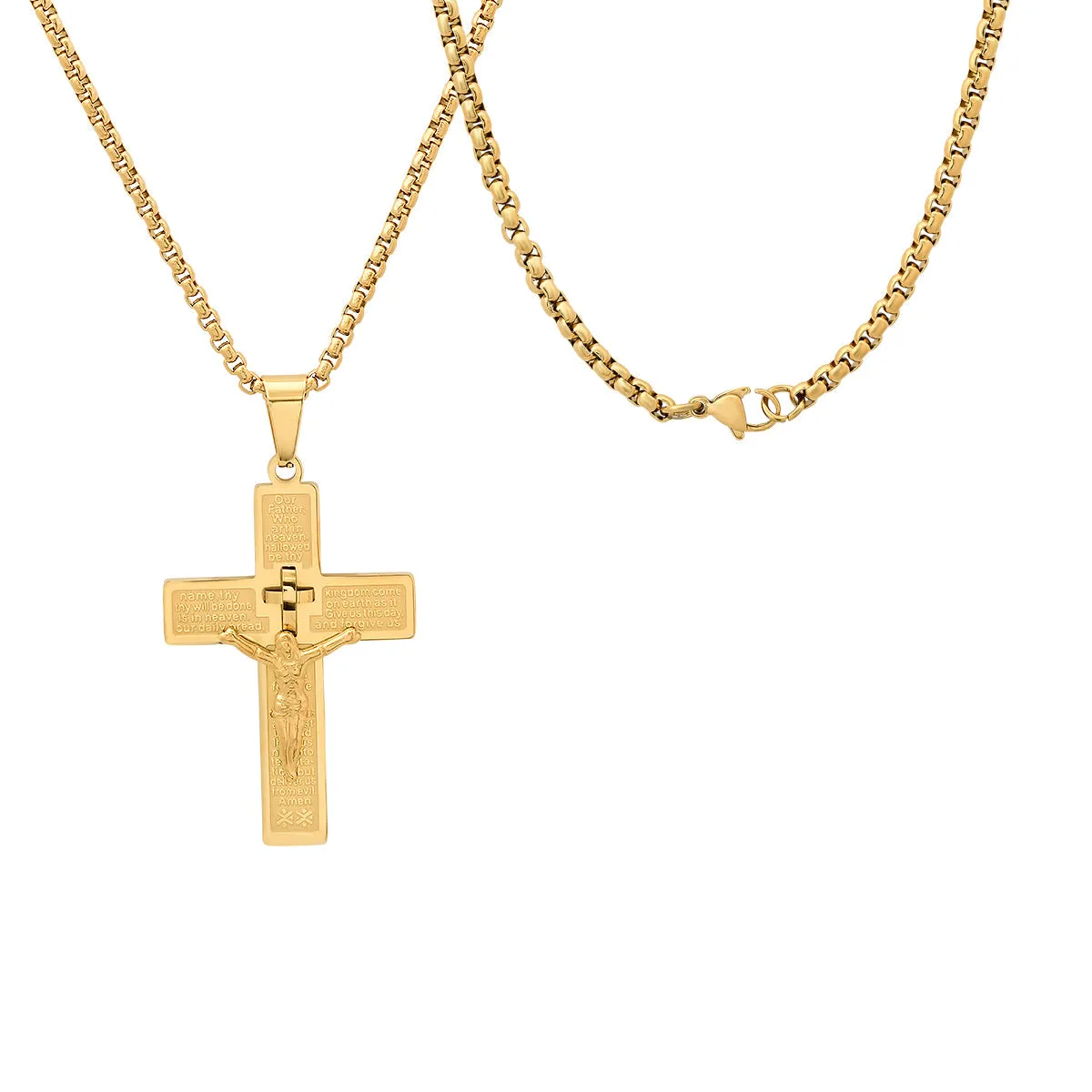 Stainless Steel "Our Father Prayer" Crucifix Pendant sold by Zulily product image thumbnail 5