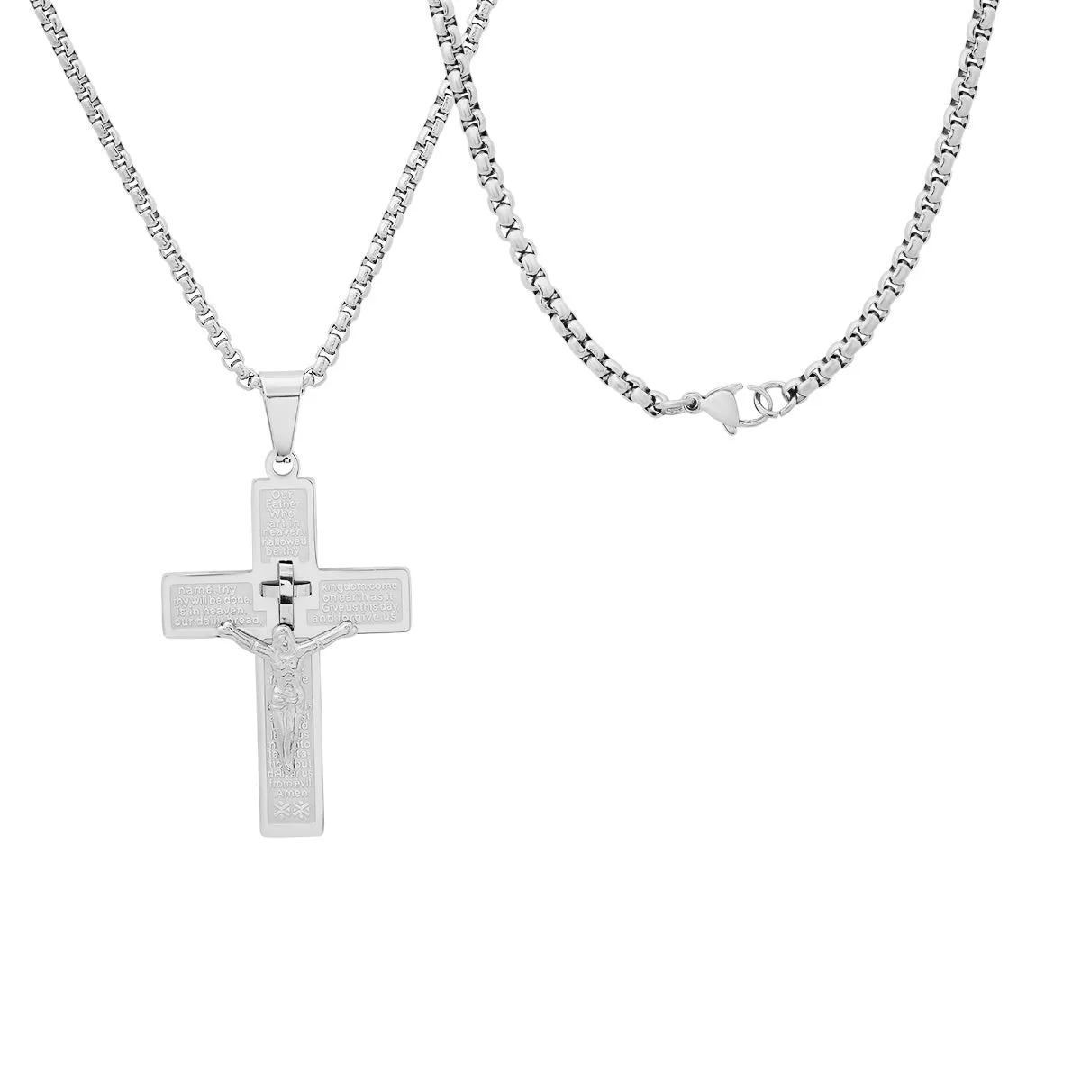 Stainless Steel "Our Father Prayer" Crucifix Pendant sold by Zulily product image thumbnail 2