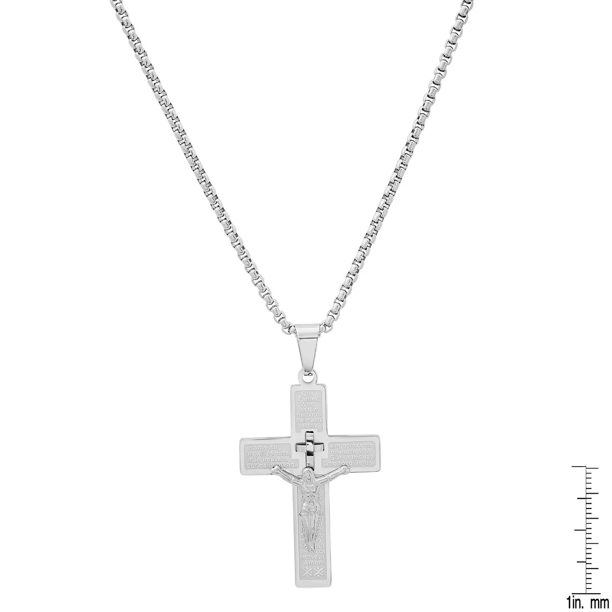 Stainless Steel "Our Father Prayer" Crucifix Pendant sold by Zulily product image thumbnail 3