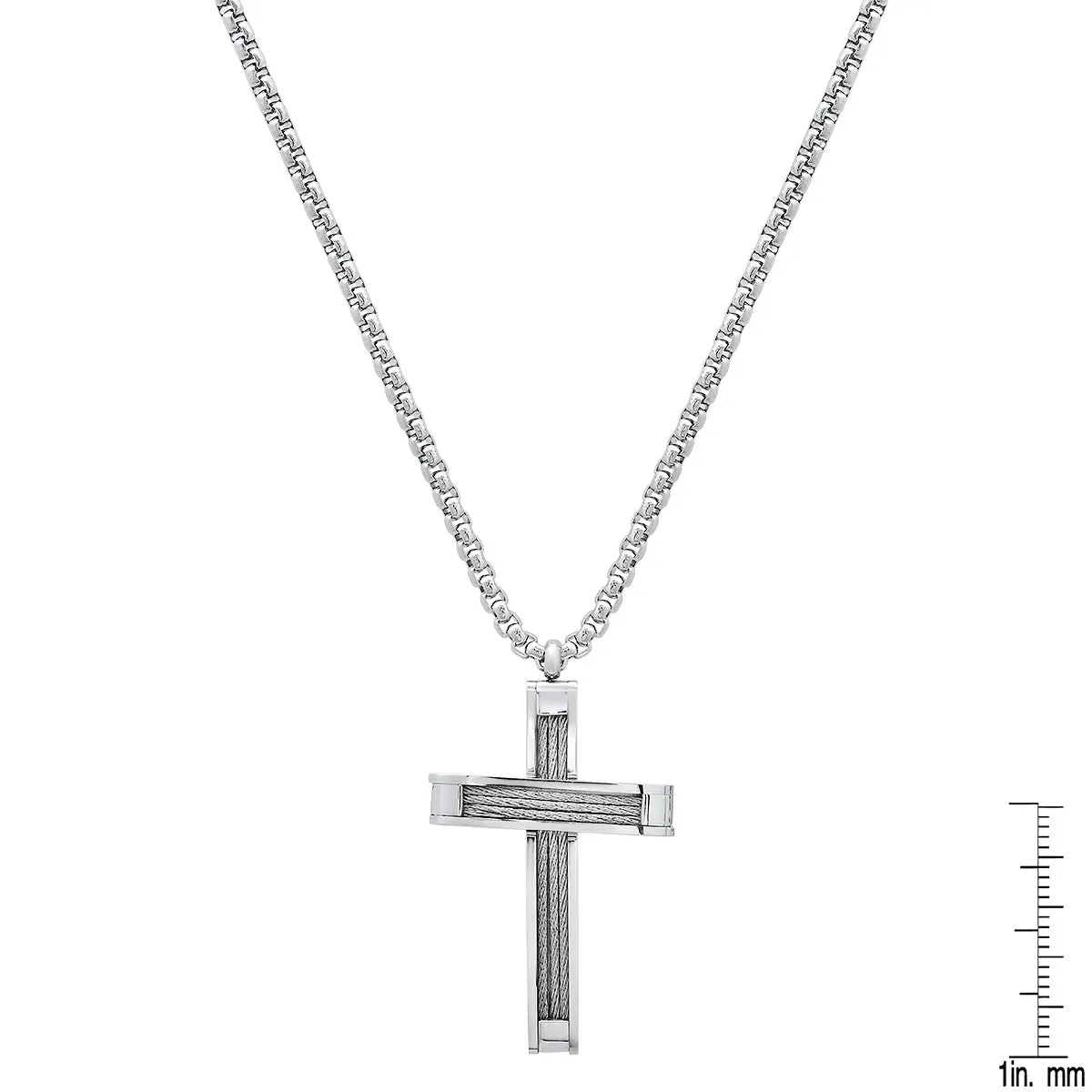 Stainless Steel And Inlay Wire Cable Cross Pendant sold by Zulily product image thumbnail 3