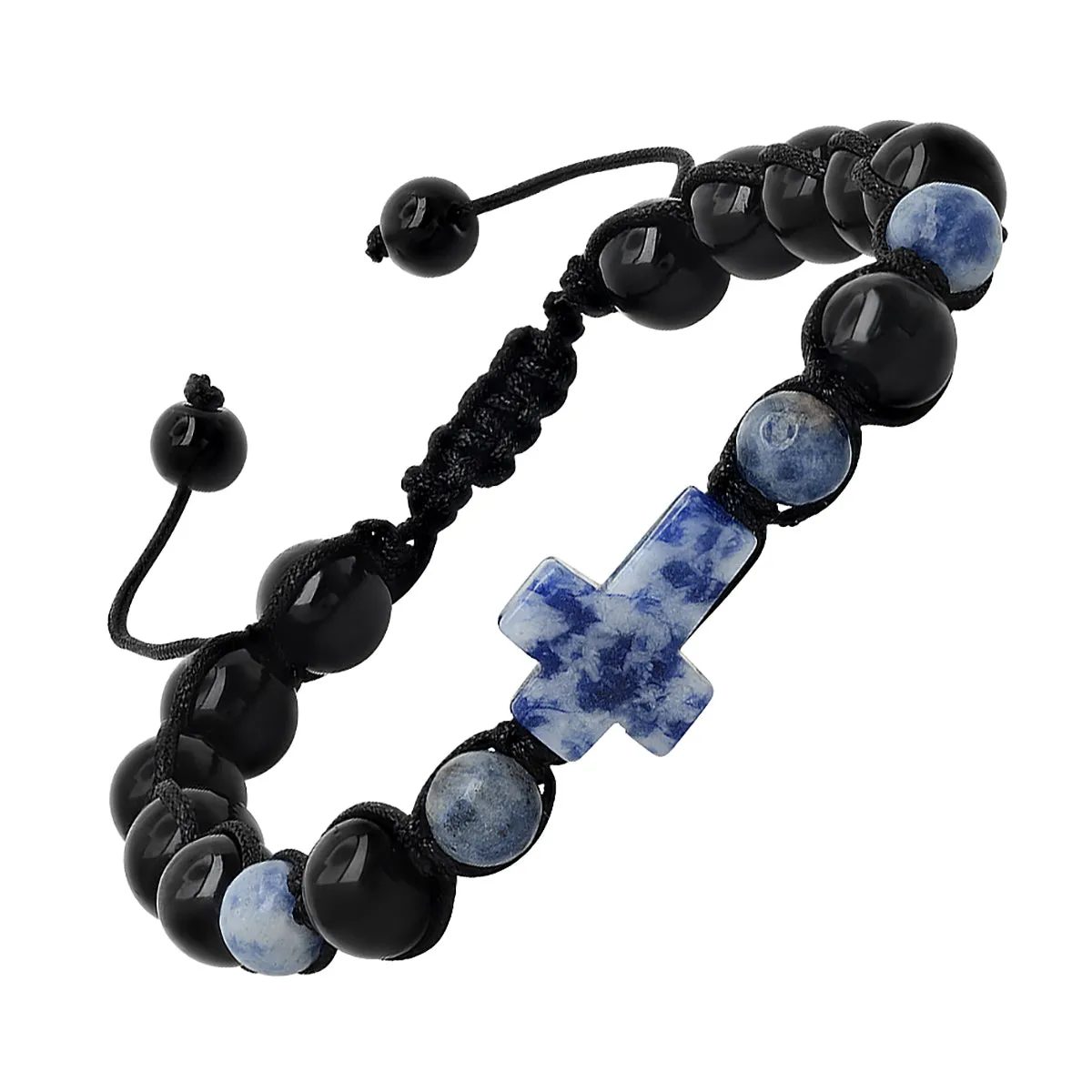 Blue Stone And Black Beads Drawstring Beaded Bracelet sold by Zulily product image thumbnail 2